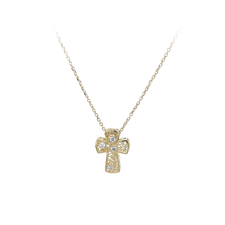 Gold-Kreuz-Halskette mit Zirkonias