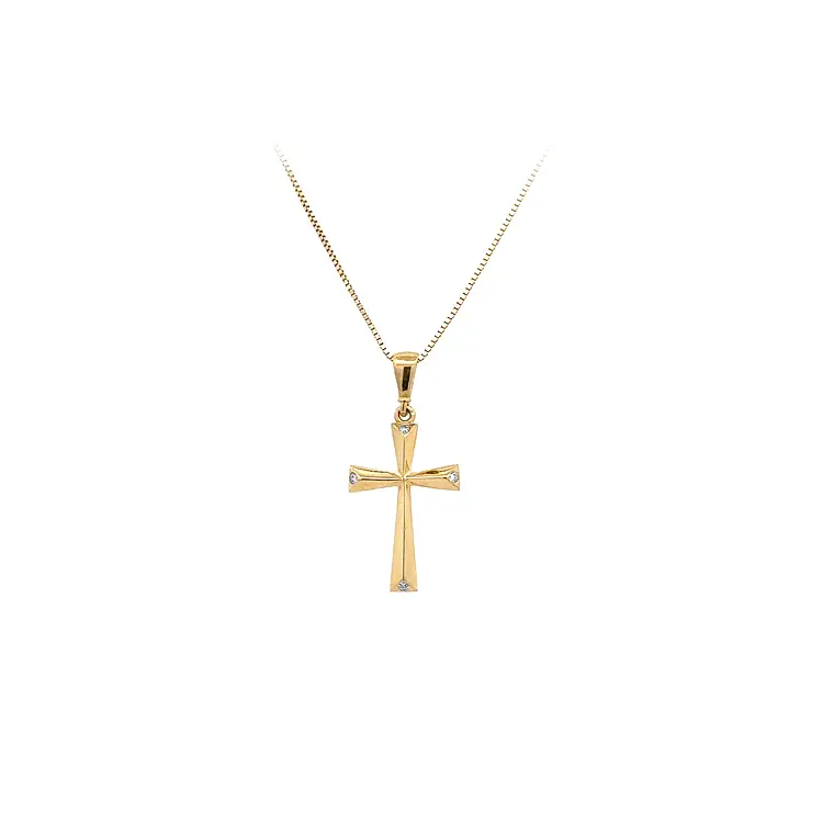 Gold-Anhänger Kreuz mit Zirkonen