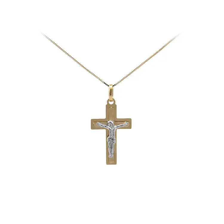 Gold-Anhänger Kreuz mit Jesus Christus