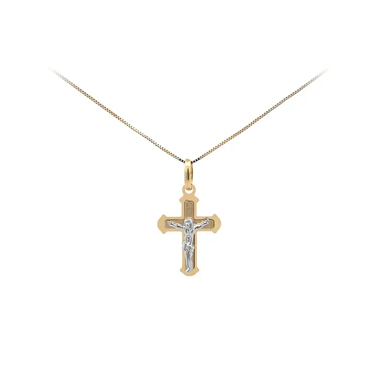 Gold-Anhänger Kreuz mit Jesus Christus