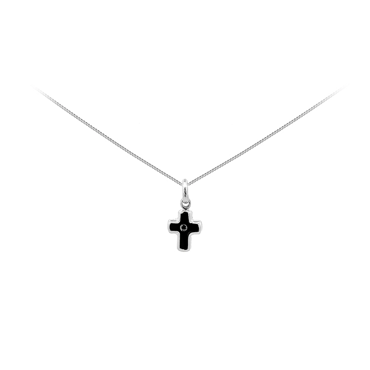 Gold-Anhänger Kreuz mit schwarzem Stein