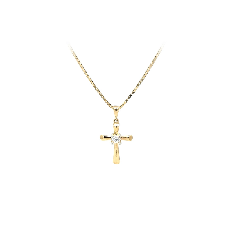 Gold-Anhänger Kreuz mit Zirkon