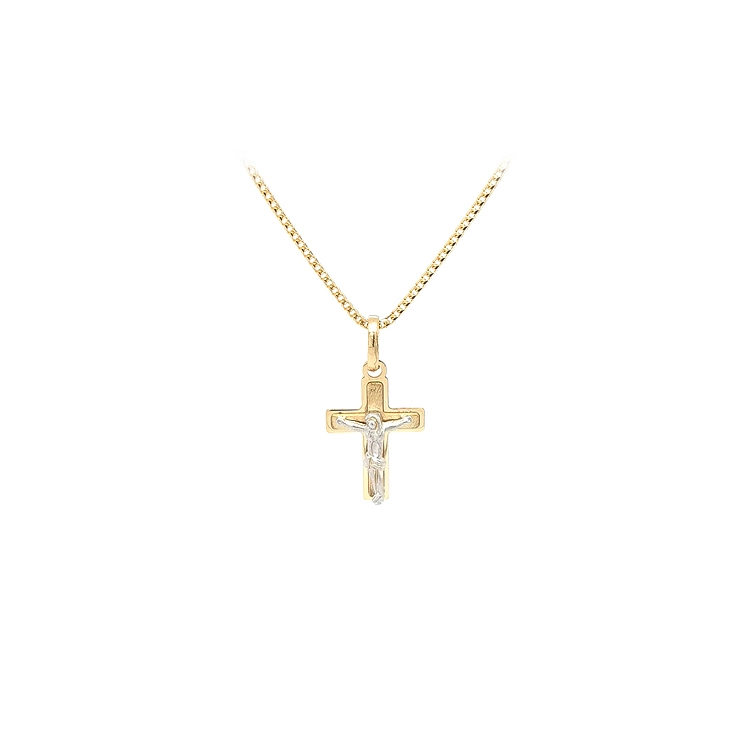 Anhänger Kreuz mit Jesus Christus aus kombiniertem Gold