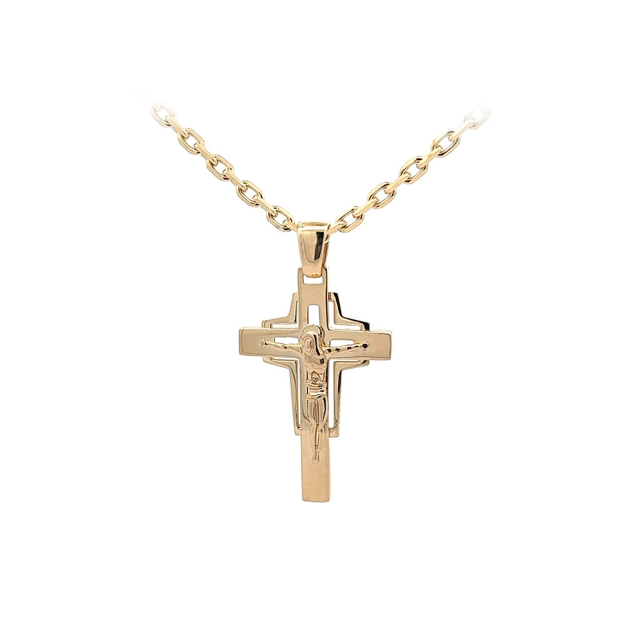 Gold-Anhänger Kreuz mit Jesus Christus