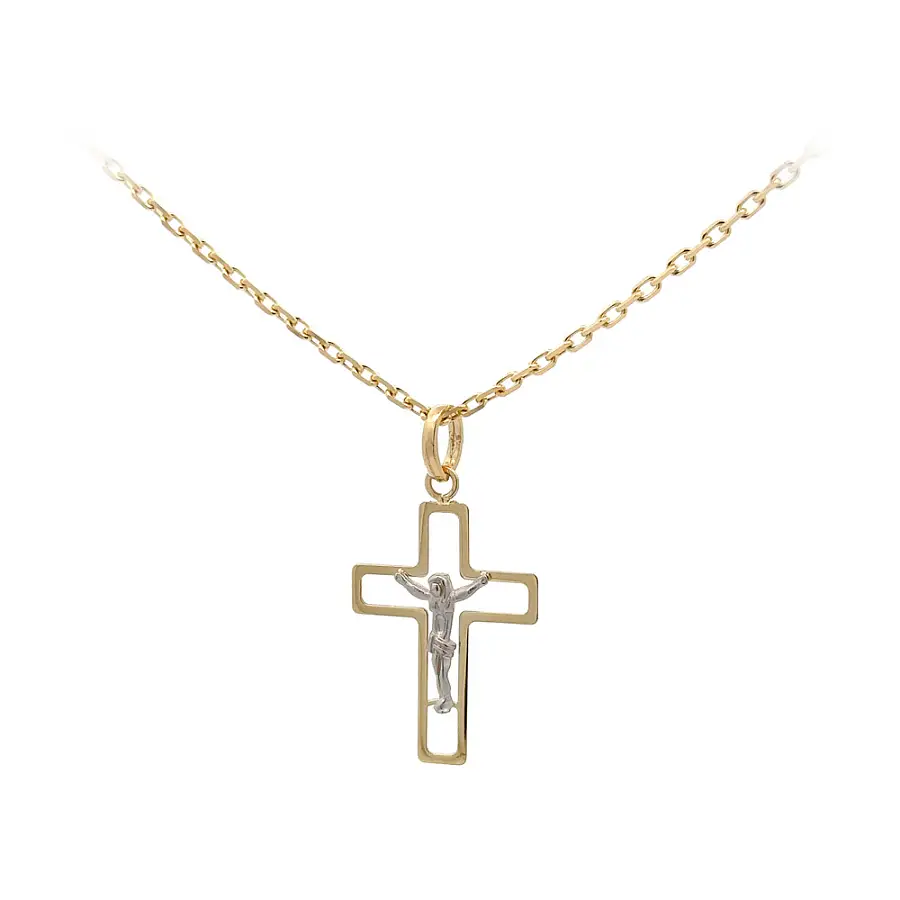 Gold-Anhänger Kreuz mit Jesus Christus