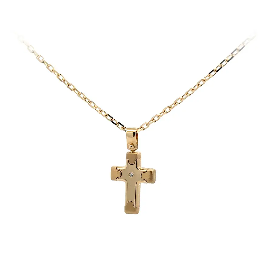 Gold-Anhänger Kreuz mit Zirkon