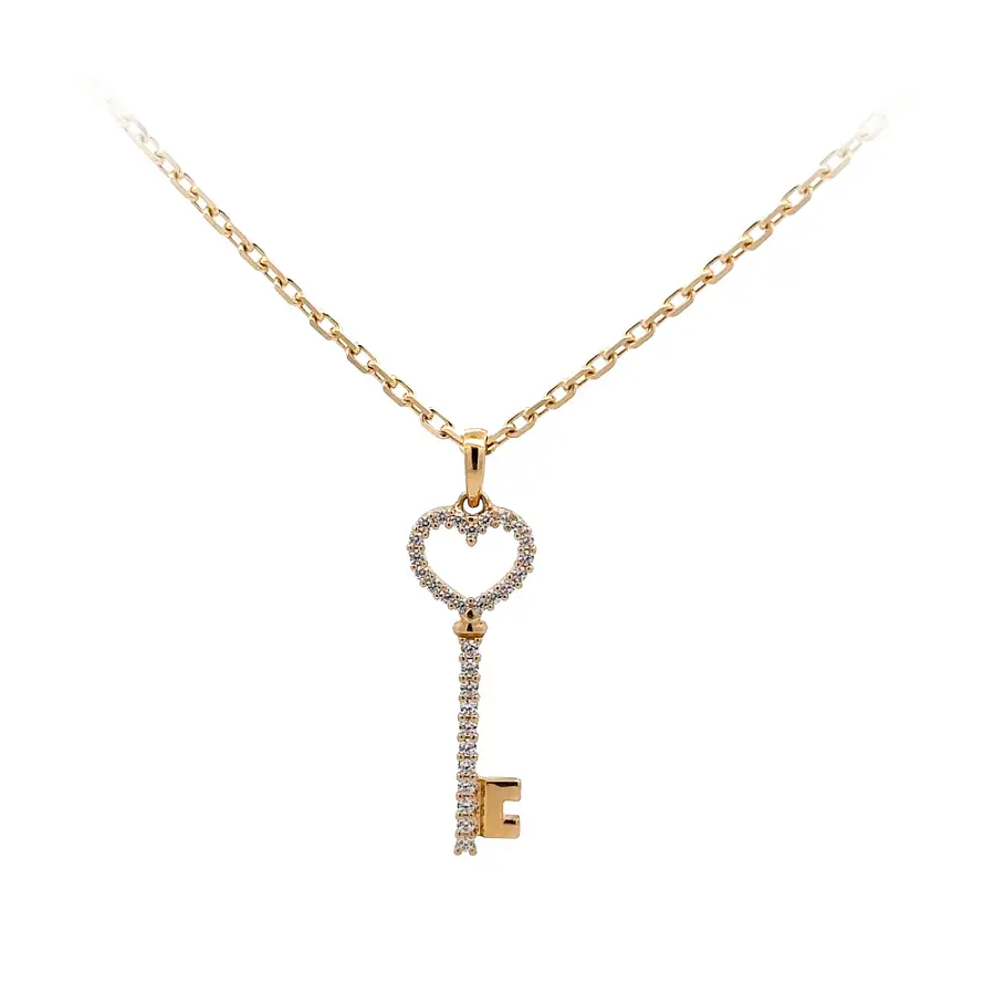 Gold-Anhänger Schlüssel mit Zirkonen