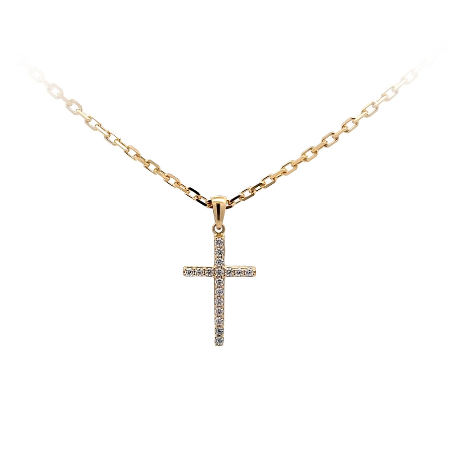 Gold-Anhänger Kreuz mit Zirkonen