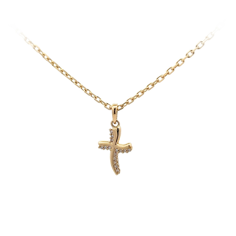 Gold-Anhänger Kreuz mit Zirkonen