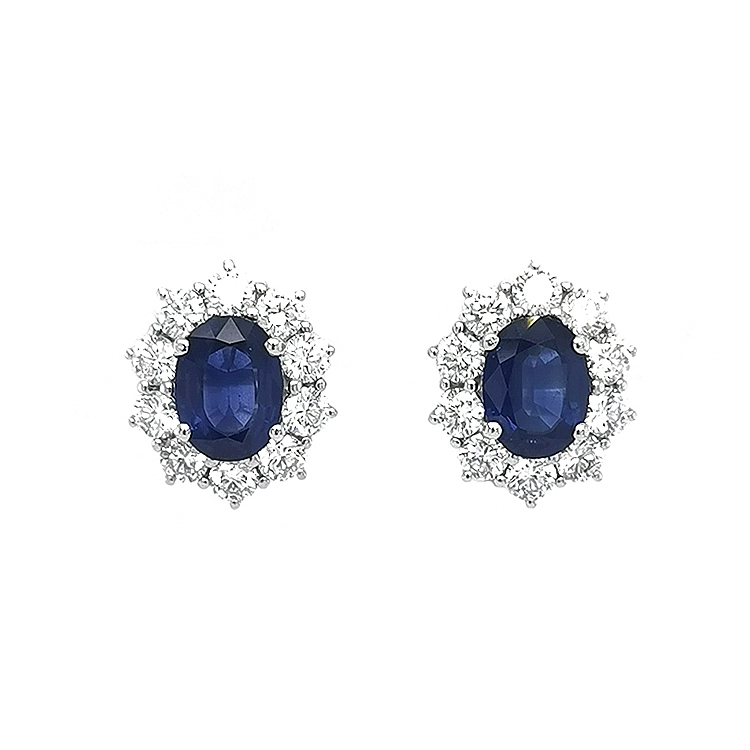 Goldohrringe mit Saphiren und Diamanten