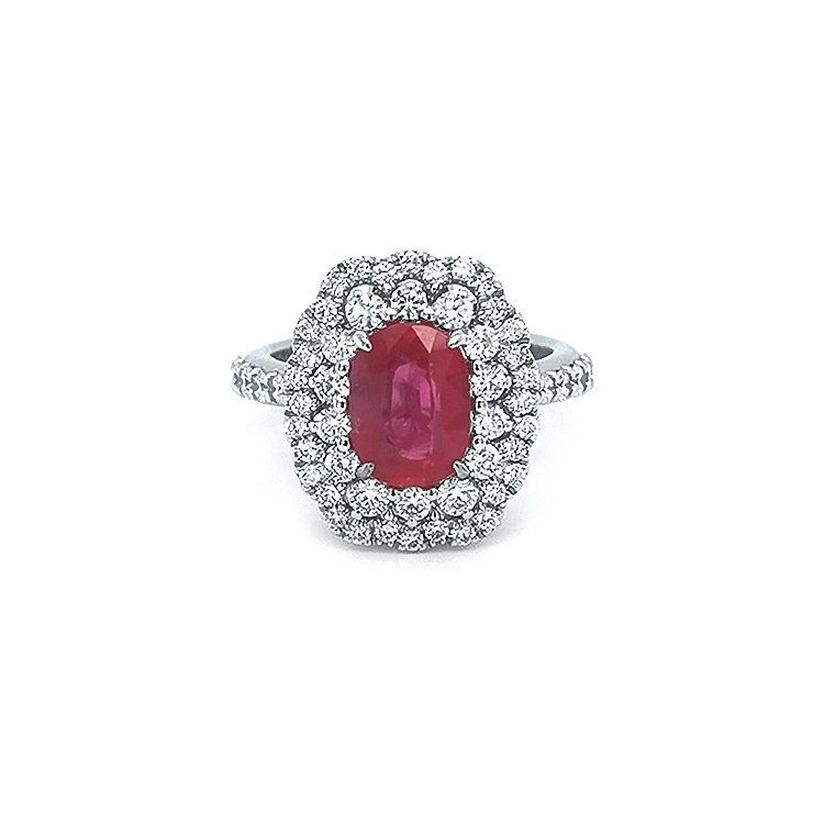 Goldring mit Rubin und Diamanten