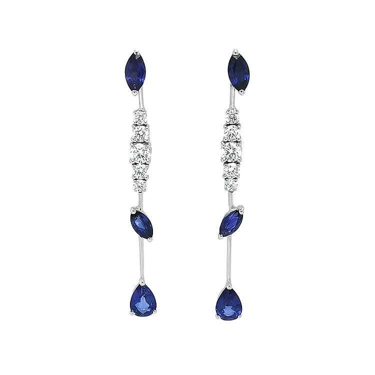 Goldohrringe mit Saphiren und Diamanten