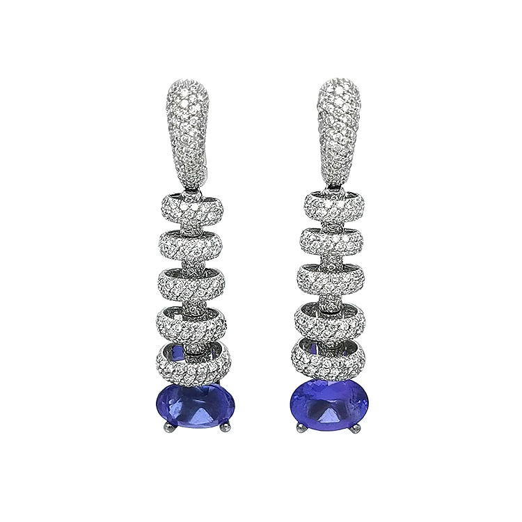 Goldohrringe mit Tansanit und Diamanten