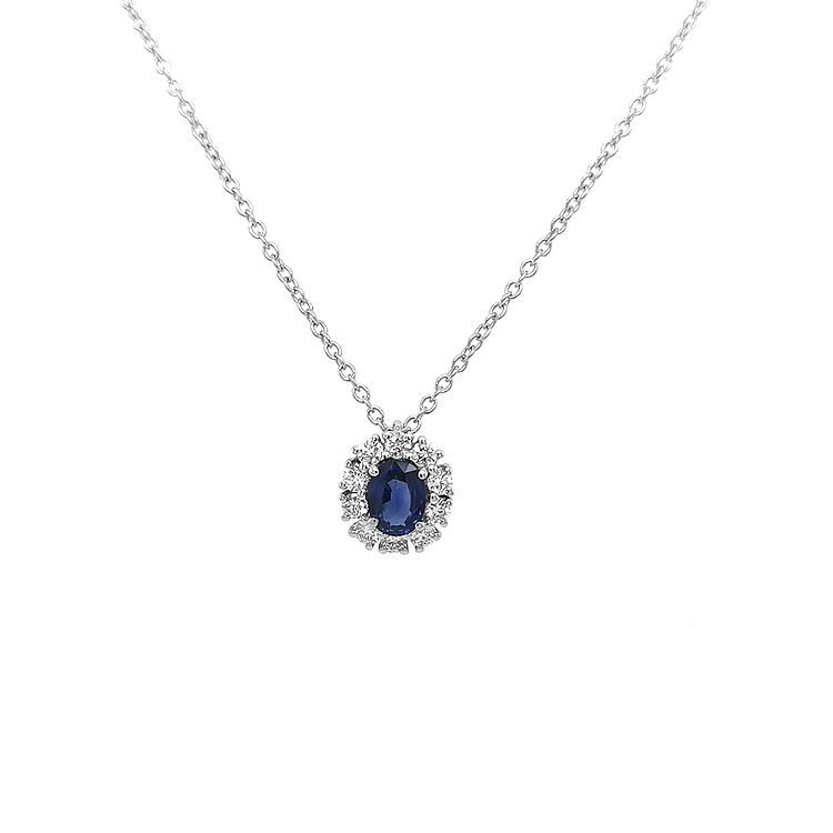 Gold-Anhänger mit Saphir und Diamanten