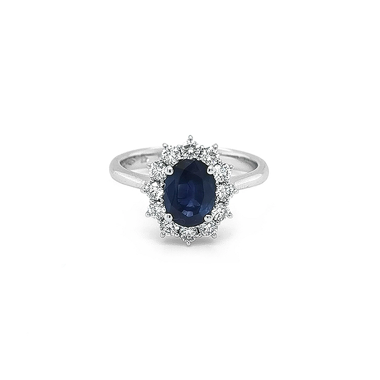 Goldring mit Saphir und Diamanten