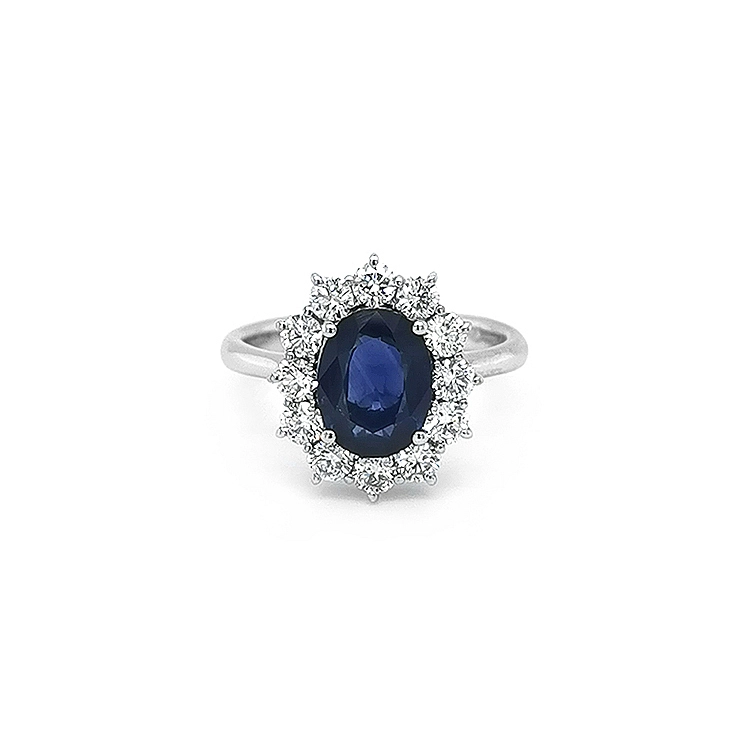 Goldring mit Saphir und Diamanten
