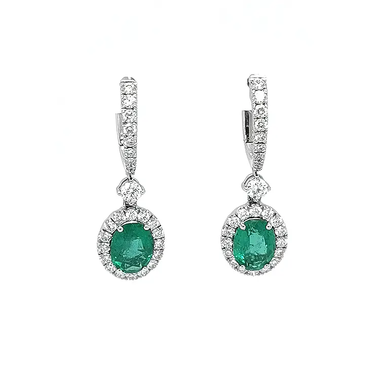 Goldohrringe mit Smaragden und Diamanten