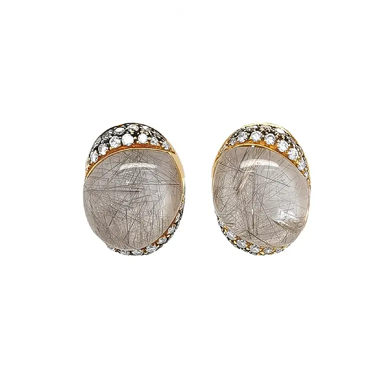 Goldohrringe mit Venushaar und Diamanten