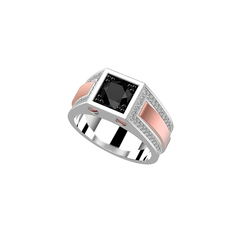Goldring Zancan mit schwarzem Diamant