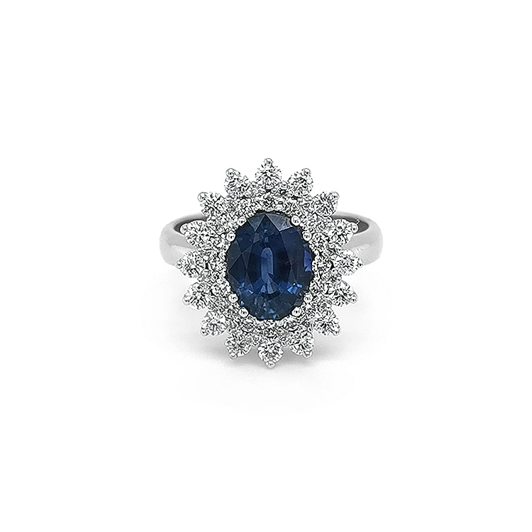 Goldring mit Saphir und Diamanten