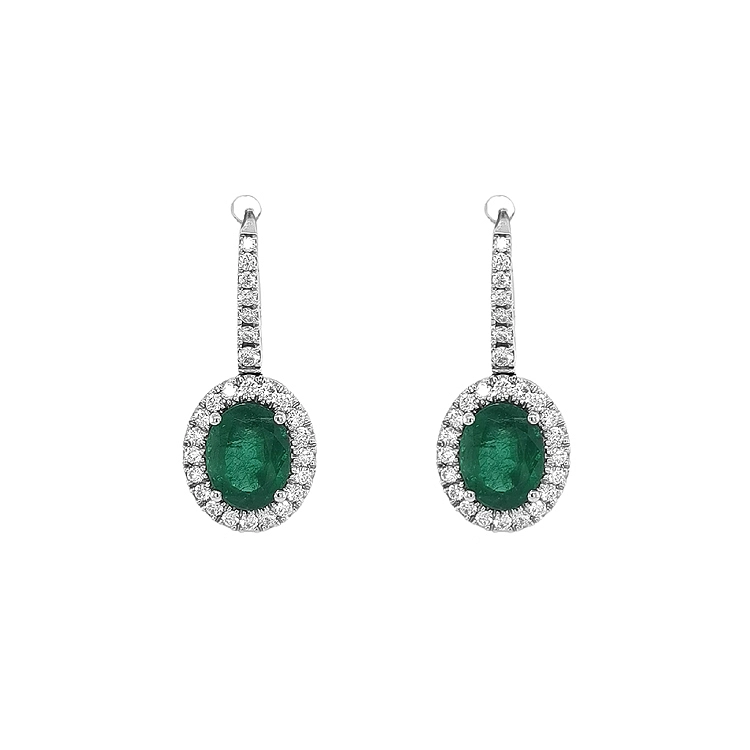 Goldohrringe mit Smaragden und Diamanten