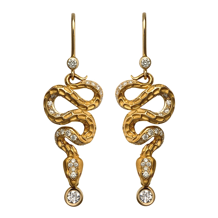 Gold-Ohrringe mit Diamanten Carrera y Carrera Mythologie Schlange Diamant