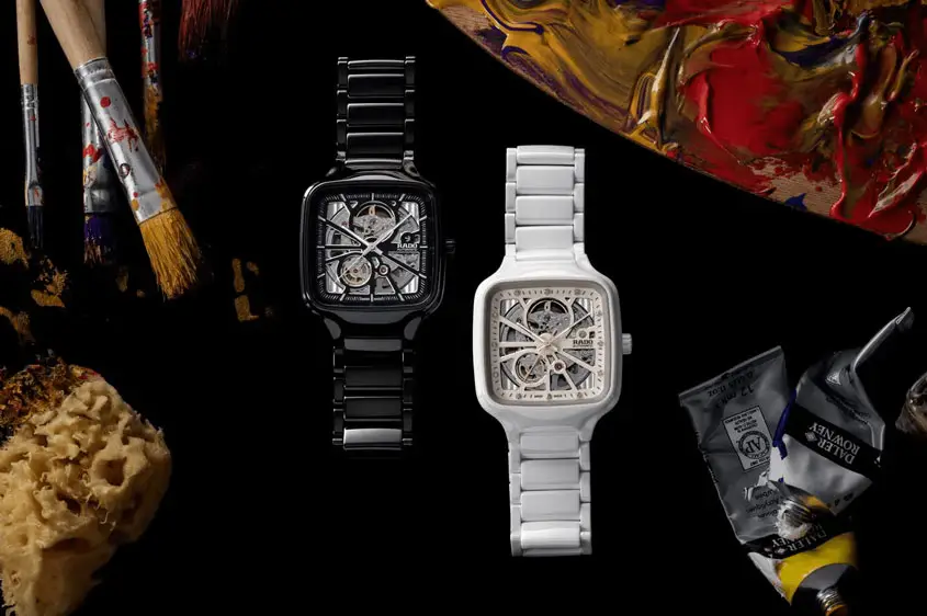 Keramische Uhr mit Diamanten Rado True Square Open Heart